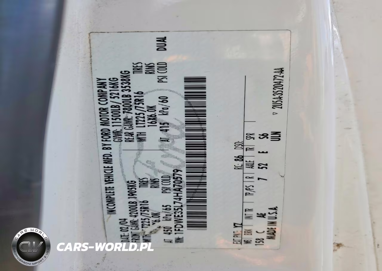 2004 Ford Econoline E350 Super Duty Cutaway Van VIN:1FDWE35L74HA70579 - 12