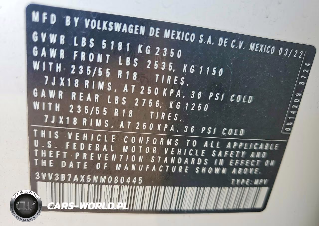 2022 Volkswagen Tiguan Se VIN:3VV3B7AX5NM080445 - 13