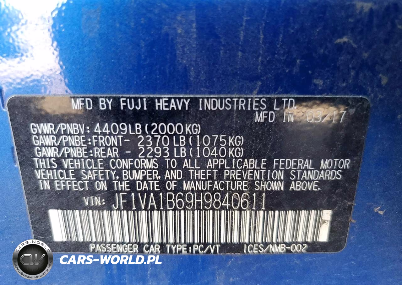 2017 Subaru Wrx VIN:JF1VA1B69H9840611 - 12
