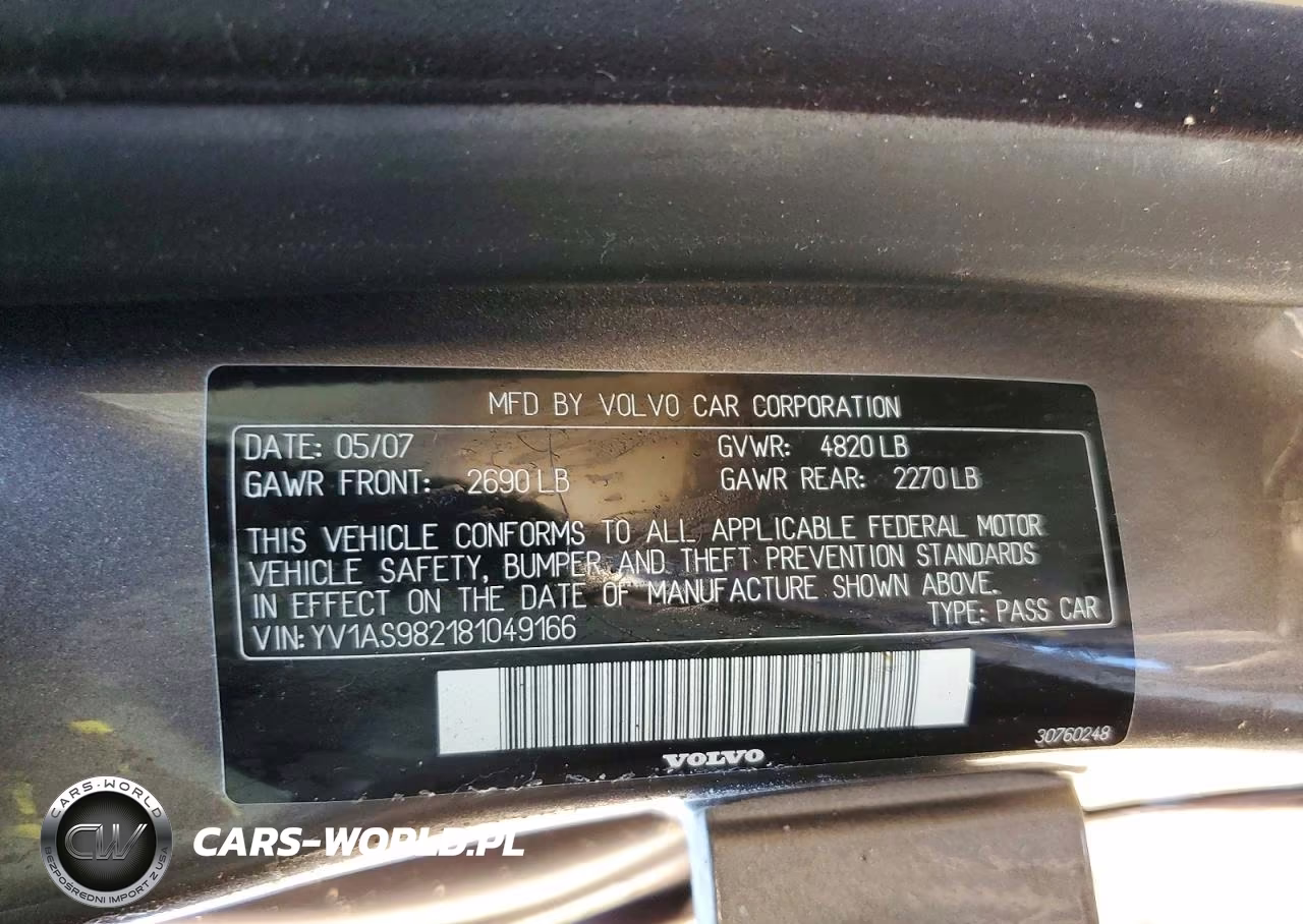 2008 Volvo S80 3.2 VIN:YV1AS982181049166 - 12