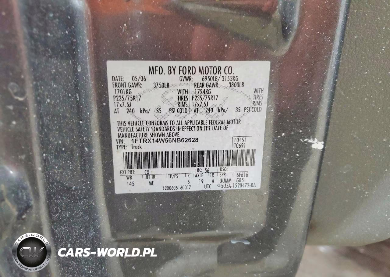 2006 Ford F150 VIN:1FTRX14W56NB62628 - 12