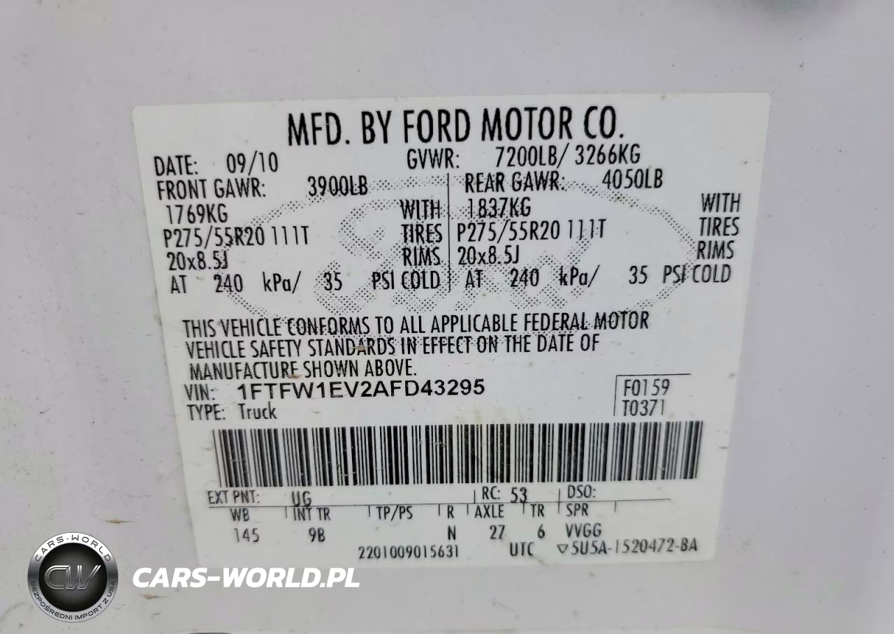 2010 Ford F150 Supercrew VIN:1FTFW1EV2AFD43295 - 12