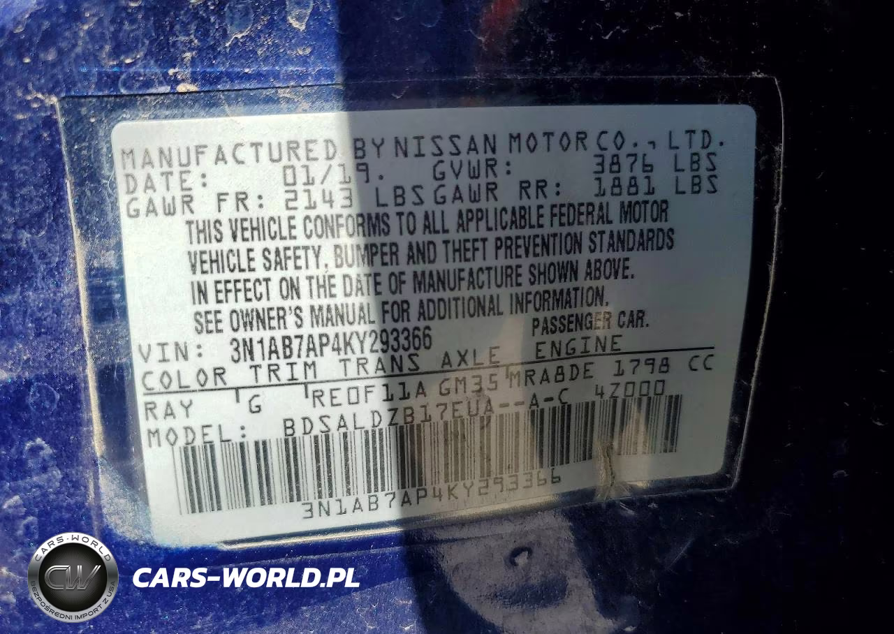 2019 Nissan Sentra Sv VIN:3N1AB7AP4KY293366 - 12
