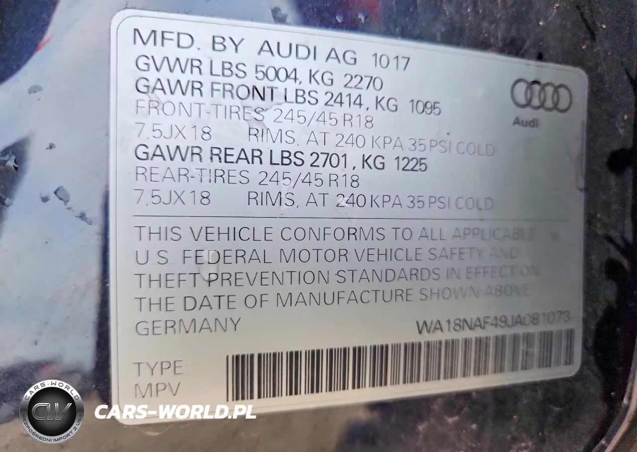 2018 Audi A4 Allroad Premium Plus VIN:WA18NAF49JA081073 - 14