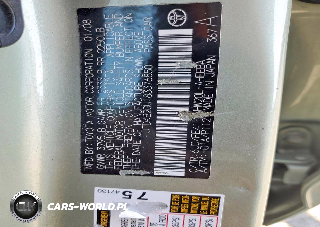 2008 Toyota Prius VIN:JTDKB20U183376850 - 14