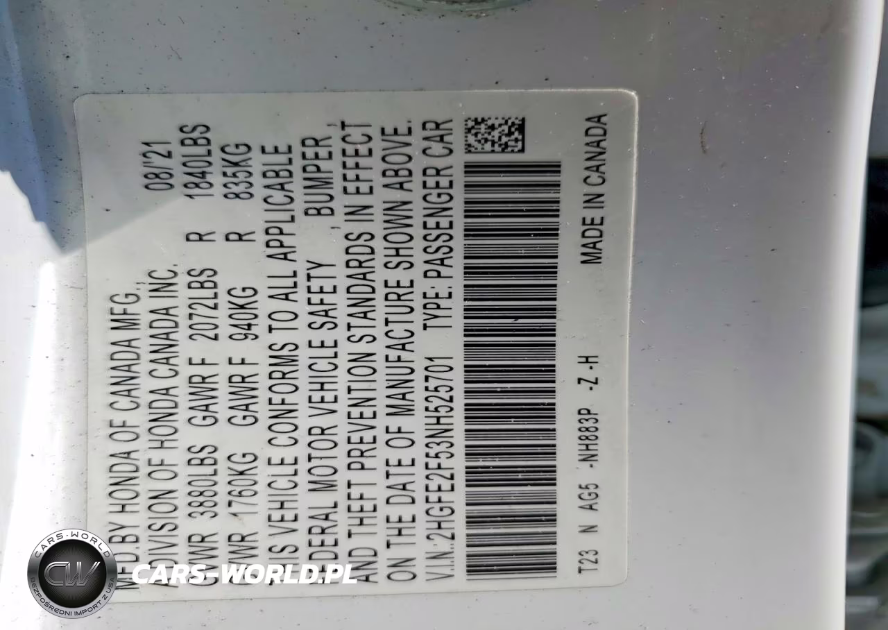 2022 Honda Civic Sport VIN:2HGFE2F53NH525701 - 12