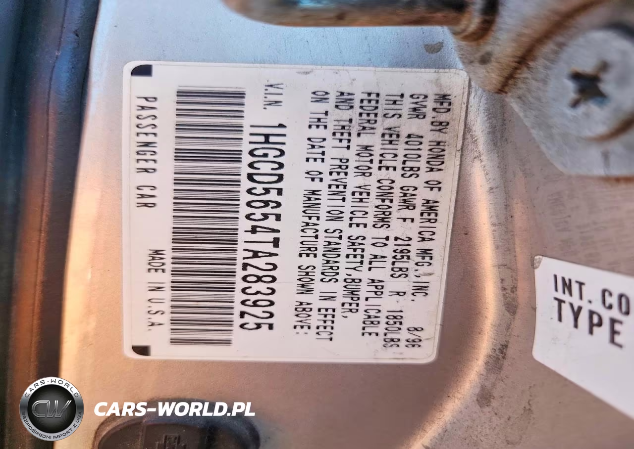 1996 Honda Accord Ex VIN:1HGCD5654TA283925 - 13