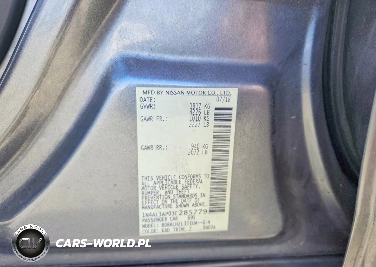 2018 Nissan Altima 2.5 Sr VIN:1N4AL3AP0JC285779 - 12
