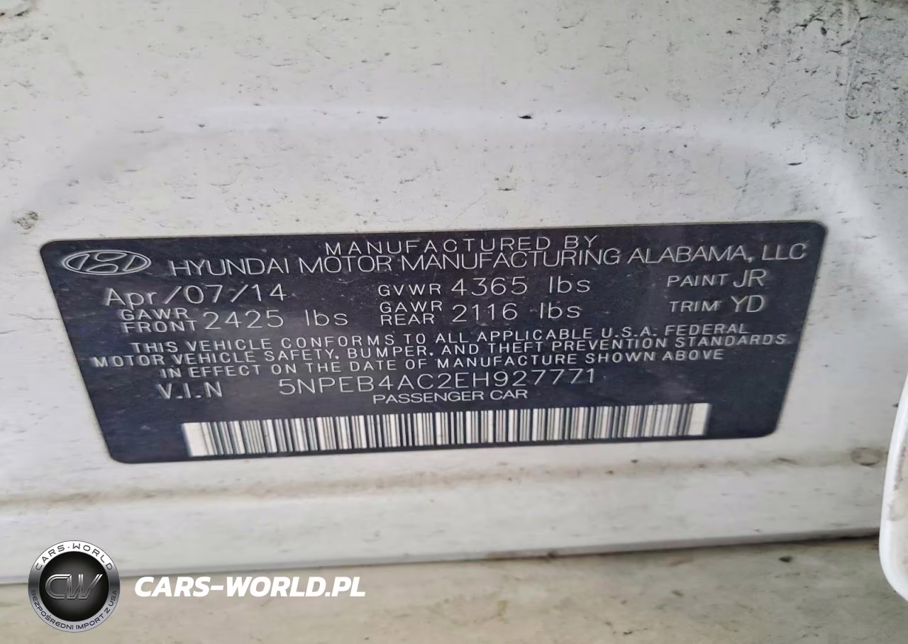 2014 Hyundai Sonata Gls VIN:5NPEB4AC2EH927771 - 12