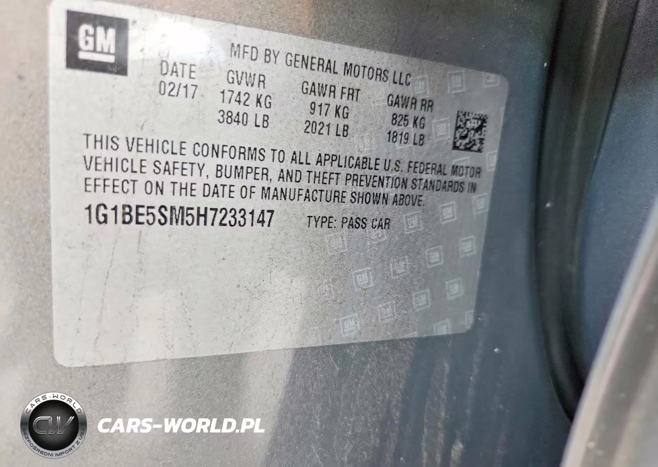 2017 Chevrolet Cruze Lt VIN:1G1BE5SM5H7233147 - 12