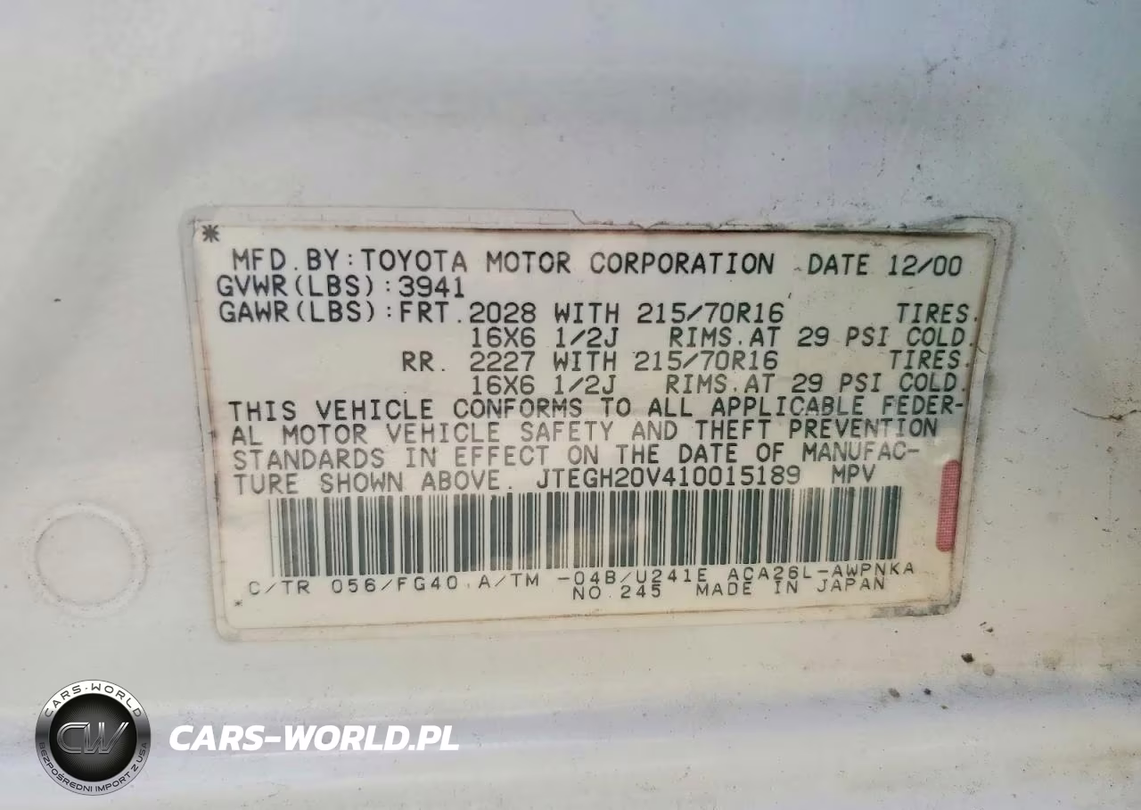 2001 Toyota Rav4 Base VIN:JTEGH20V410015189 - 14