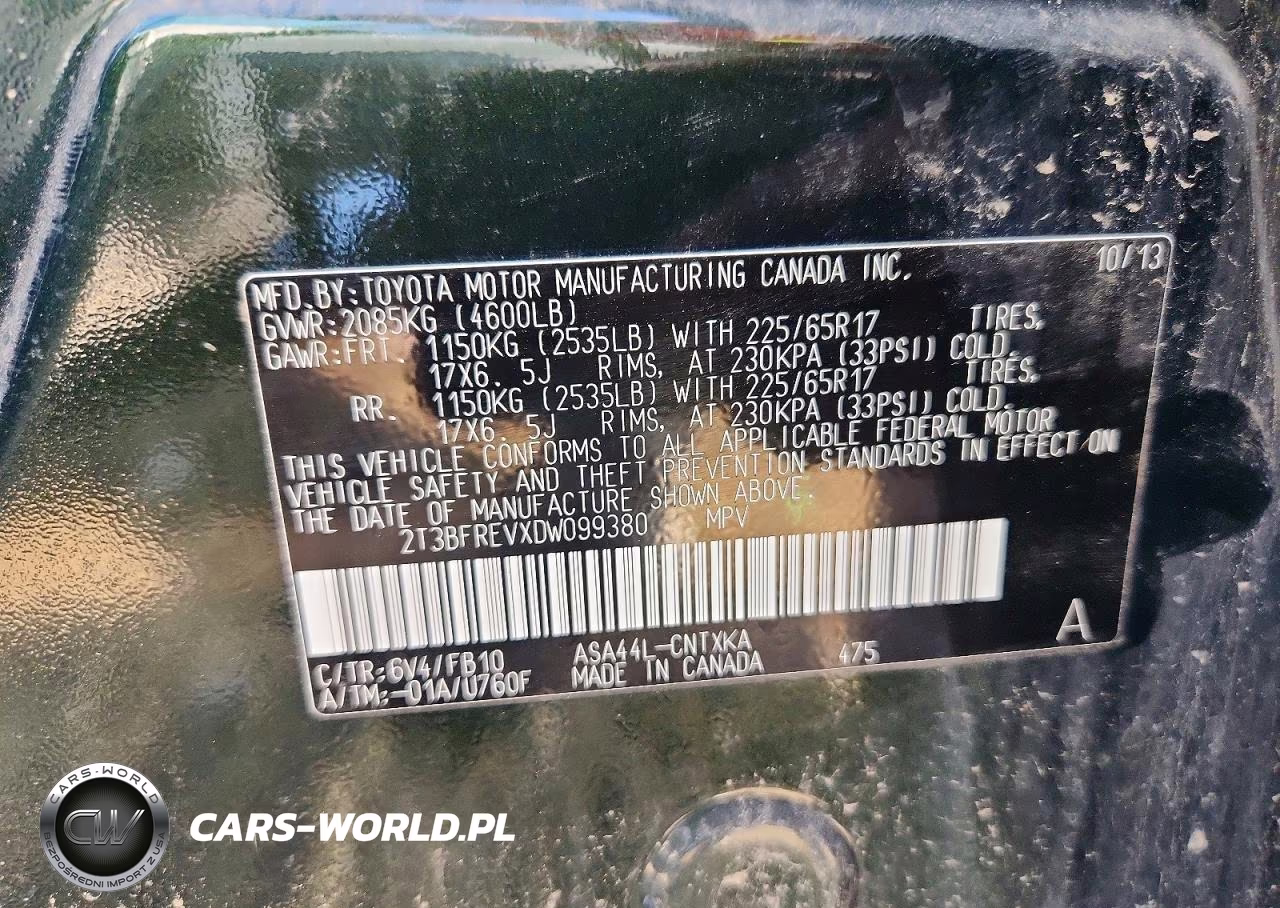 2013 Toyota Rav4 Le VIN:2T3BFREVXDW099380 - 12