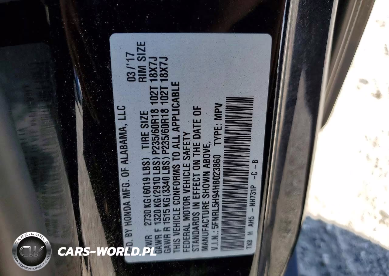 2017 Honda Odyssey Touring VIN:5FNRL5H94HB023860 - 13