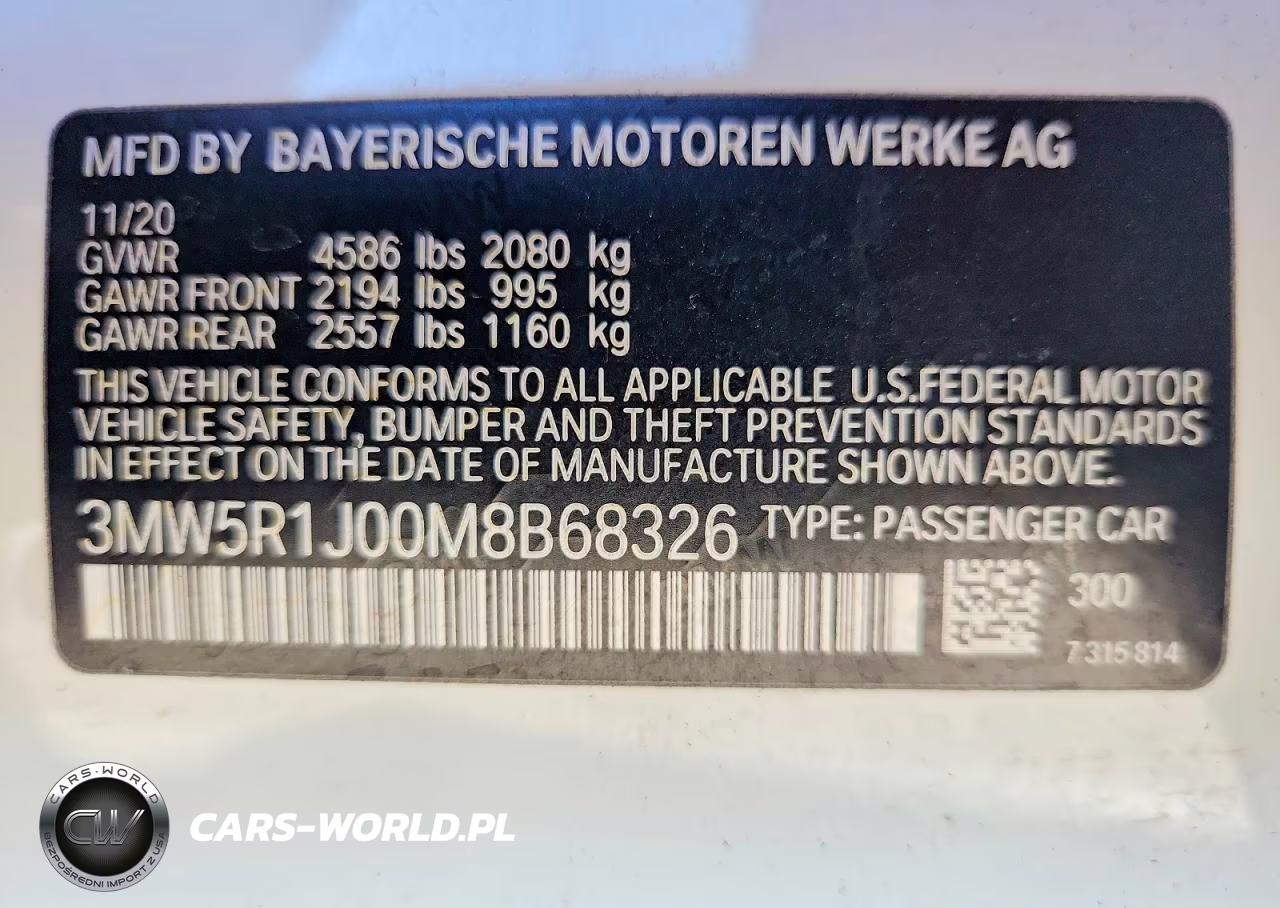 2021 BMW 330I VIN:3MW5R1J00M8B68326 - 12