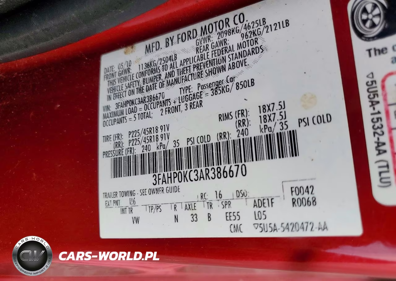 2010 Ford Fusion Sport VIN:3FAHP0KC3AR386670 - 12