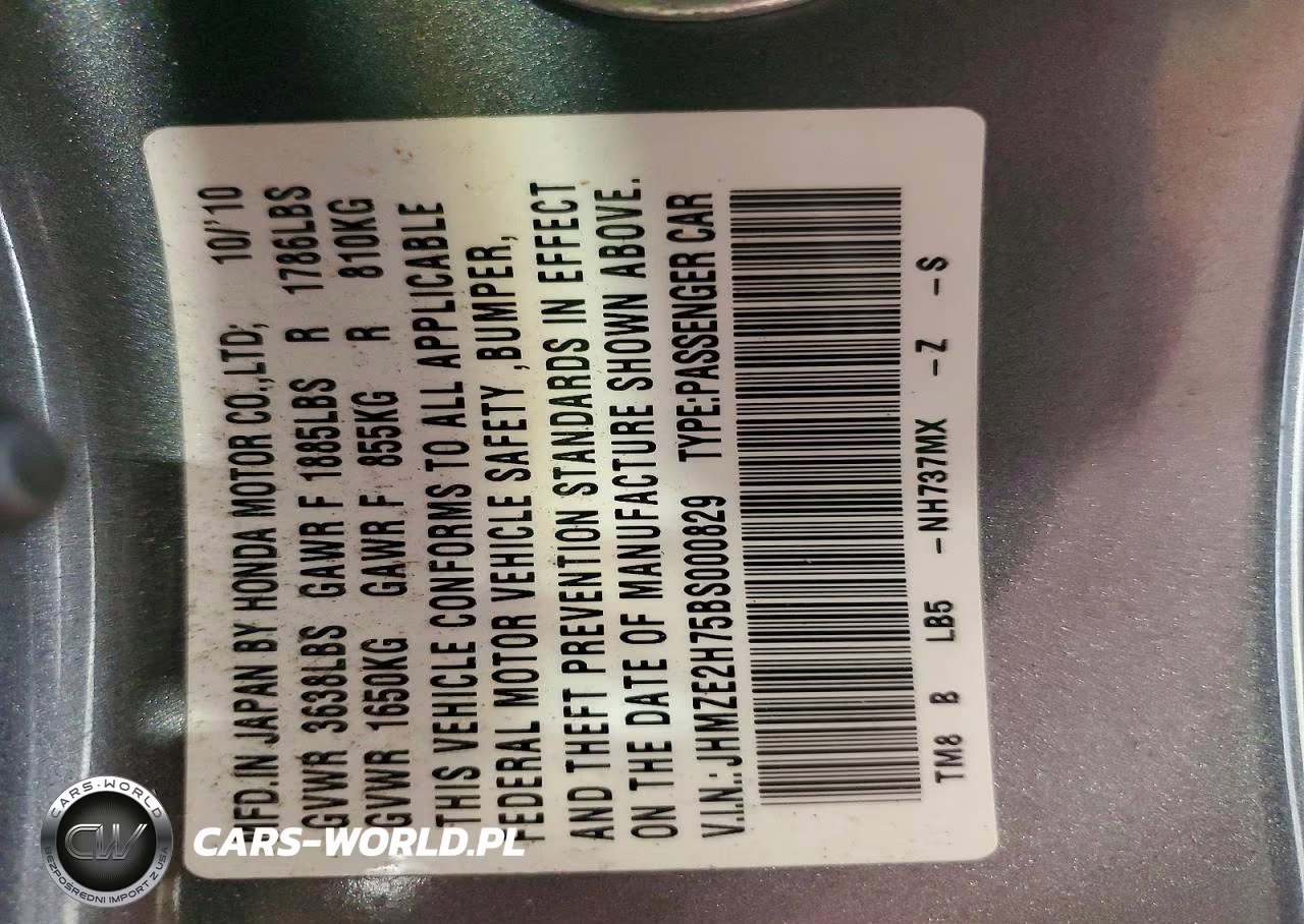 2011 Honda Insight Ex VIN:JHMZE2H75BS000829 - 12