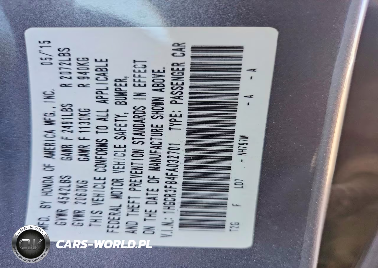 2015 Honda Accord Exl VIN:1HGCR3F84FA032701 - 12