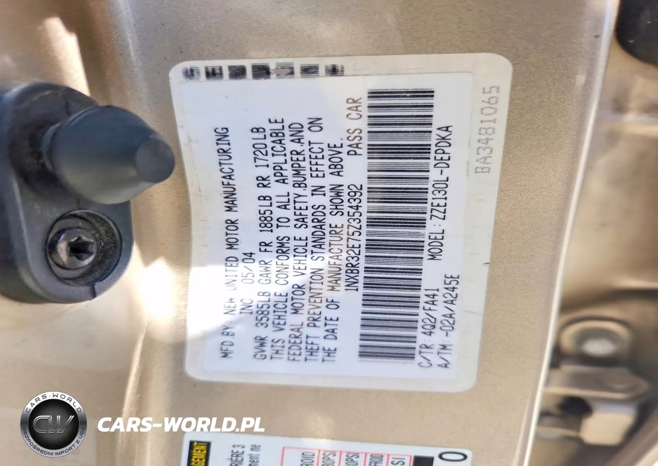 2005 Toyota Corolla Ce VIN:1NXBR32E75Z354392 - 12