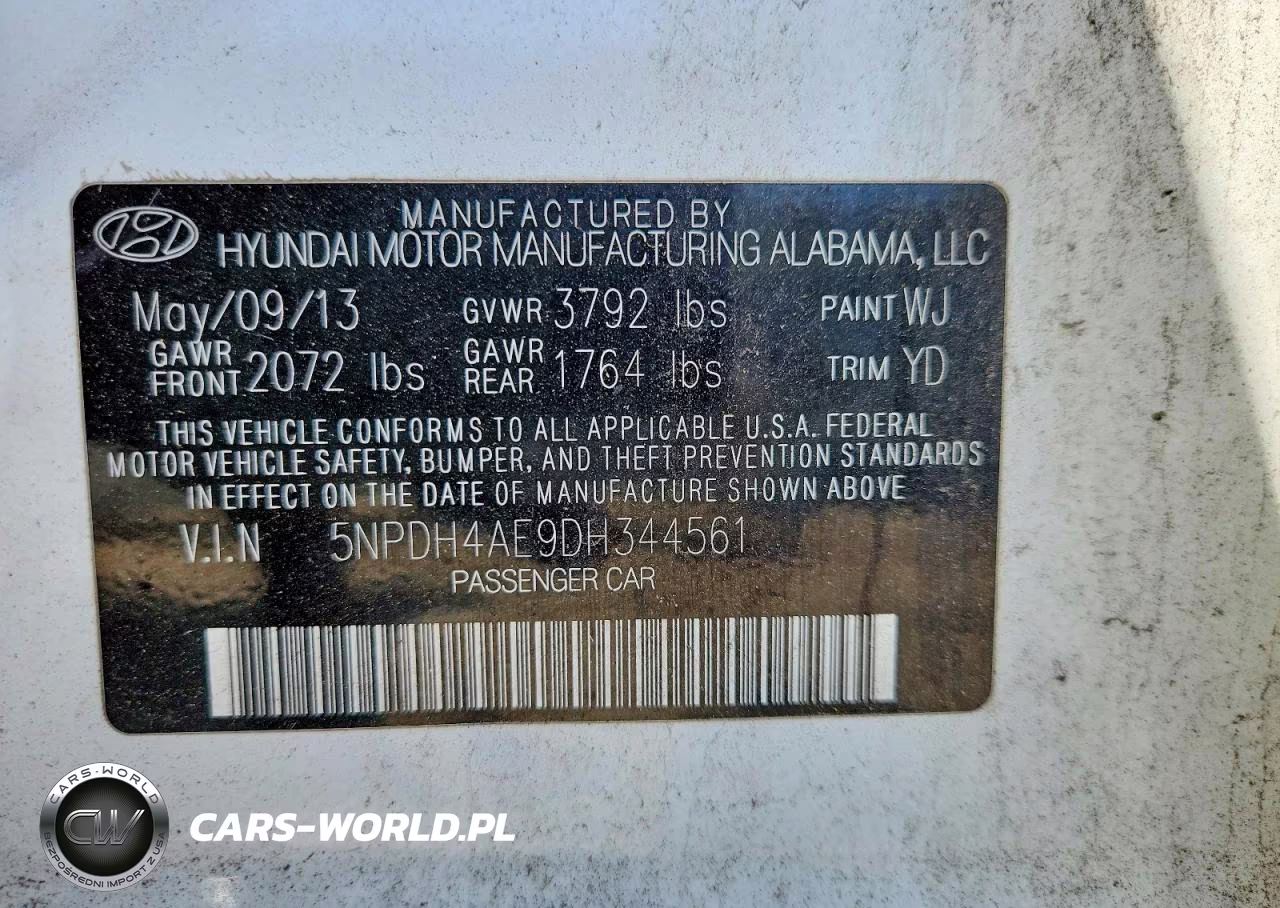 2013 Hyundai Elantra Gls VIN:5NPDH4AE9DH344561 - 12