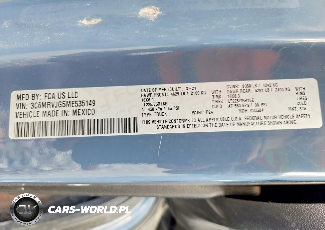 2021 Ram Promaster 3500 Delivery Van VIN:3C6MRVJG5ME535149 - 14