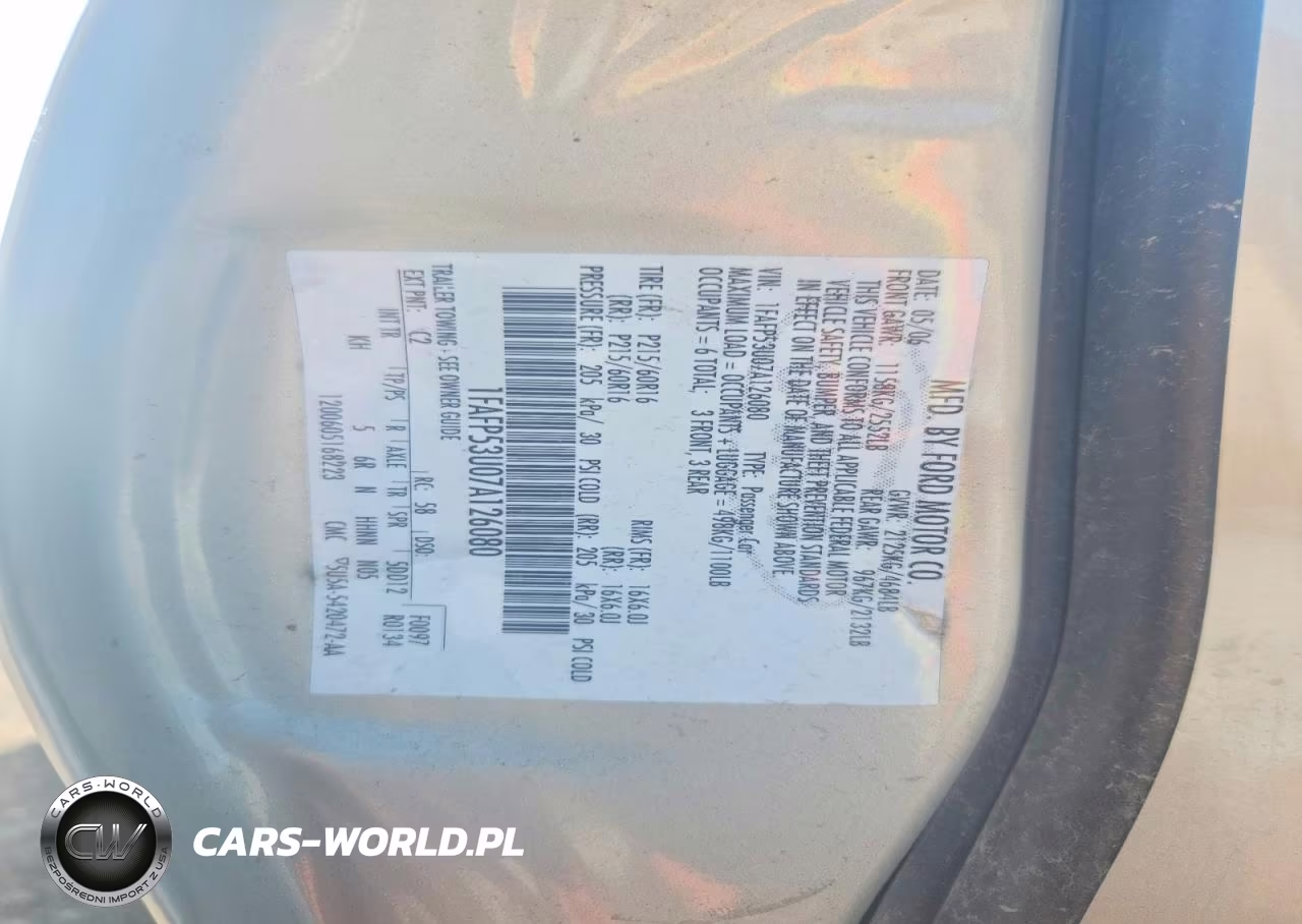 2007 Ford Taurus Se VIN:1FAFP53U07A126080 - 12