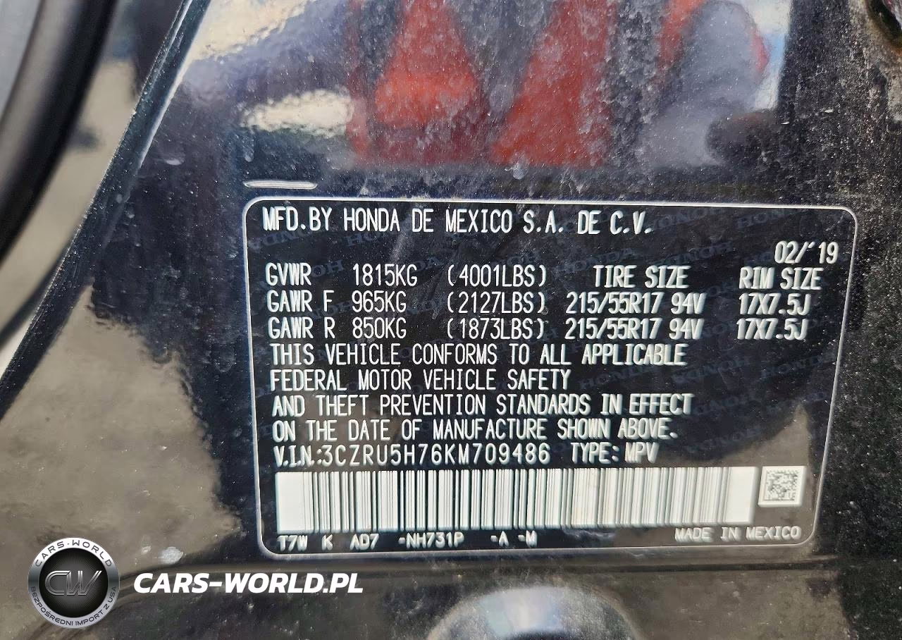 2019 Honda Hr-V Exl VIN:3CZRU5H76KM709486 - 14