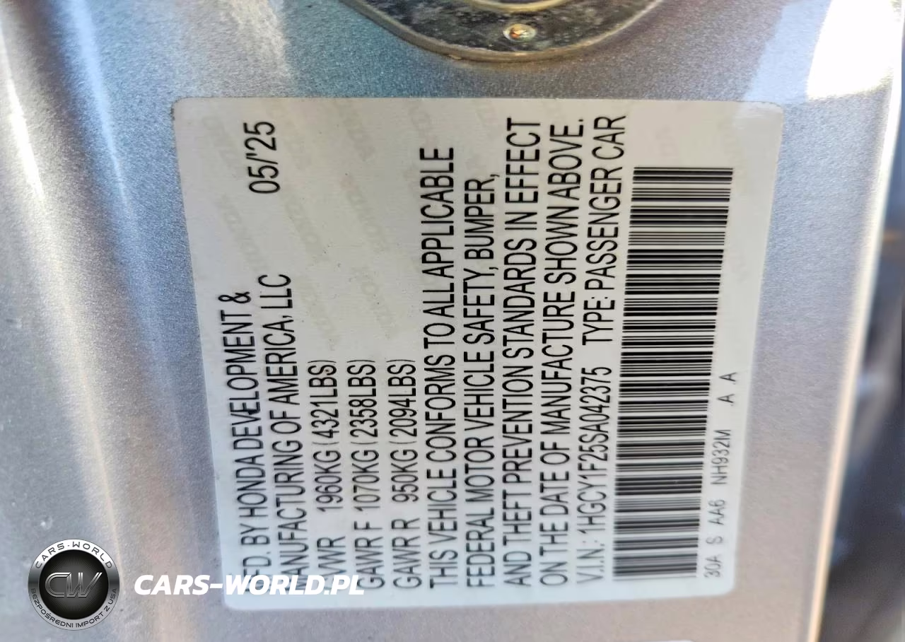 2025 Honda Accord Lx VIN:1HGCY1F25SA042375 - 13