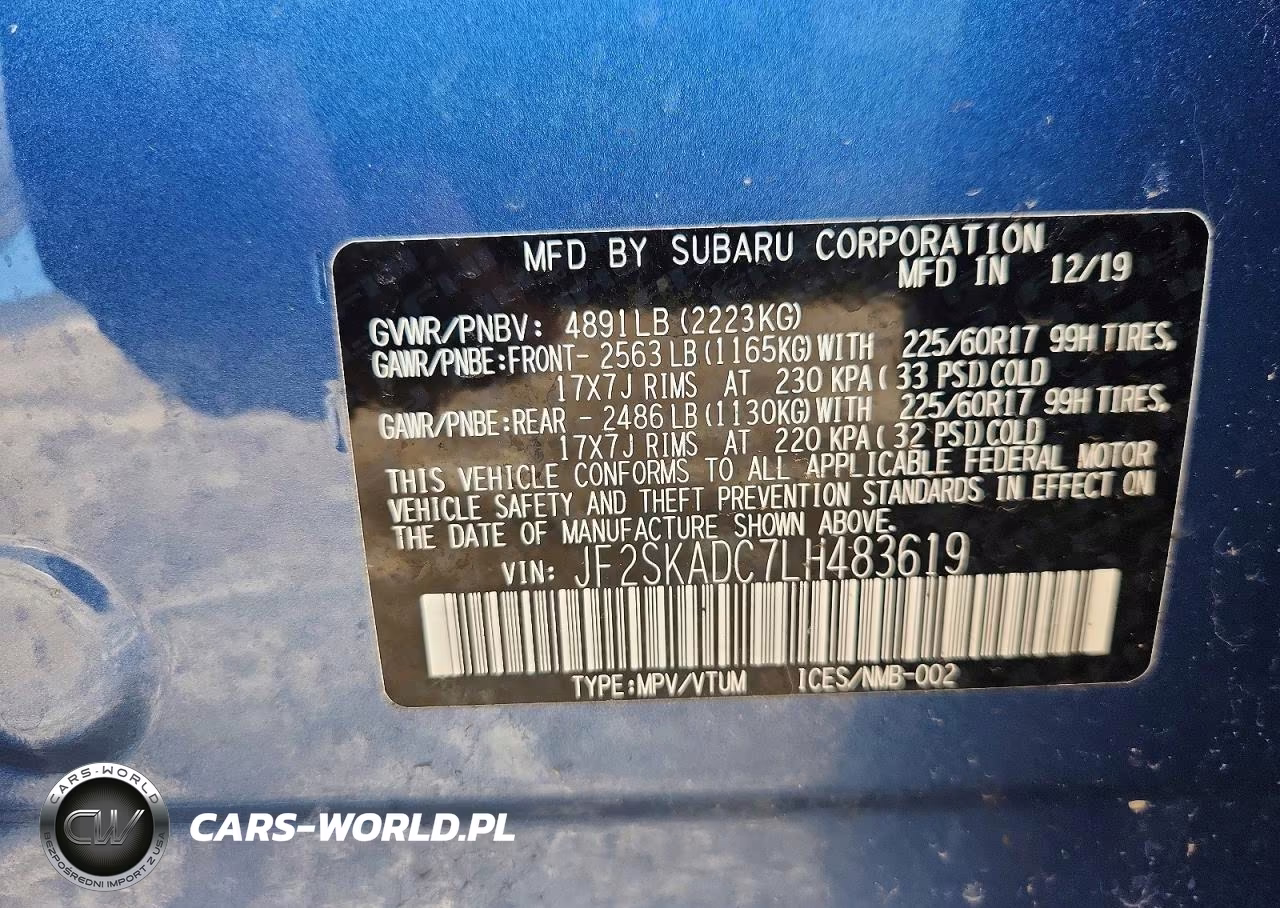 2020 Subaru Forester VIN:JF2SKADC7LH483619 - 13