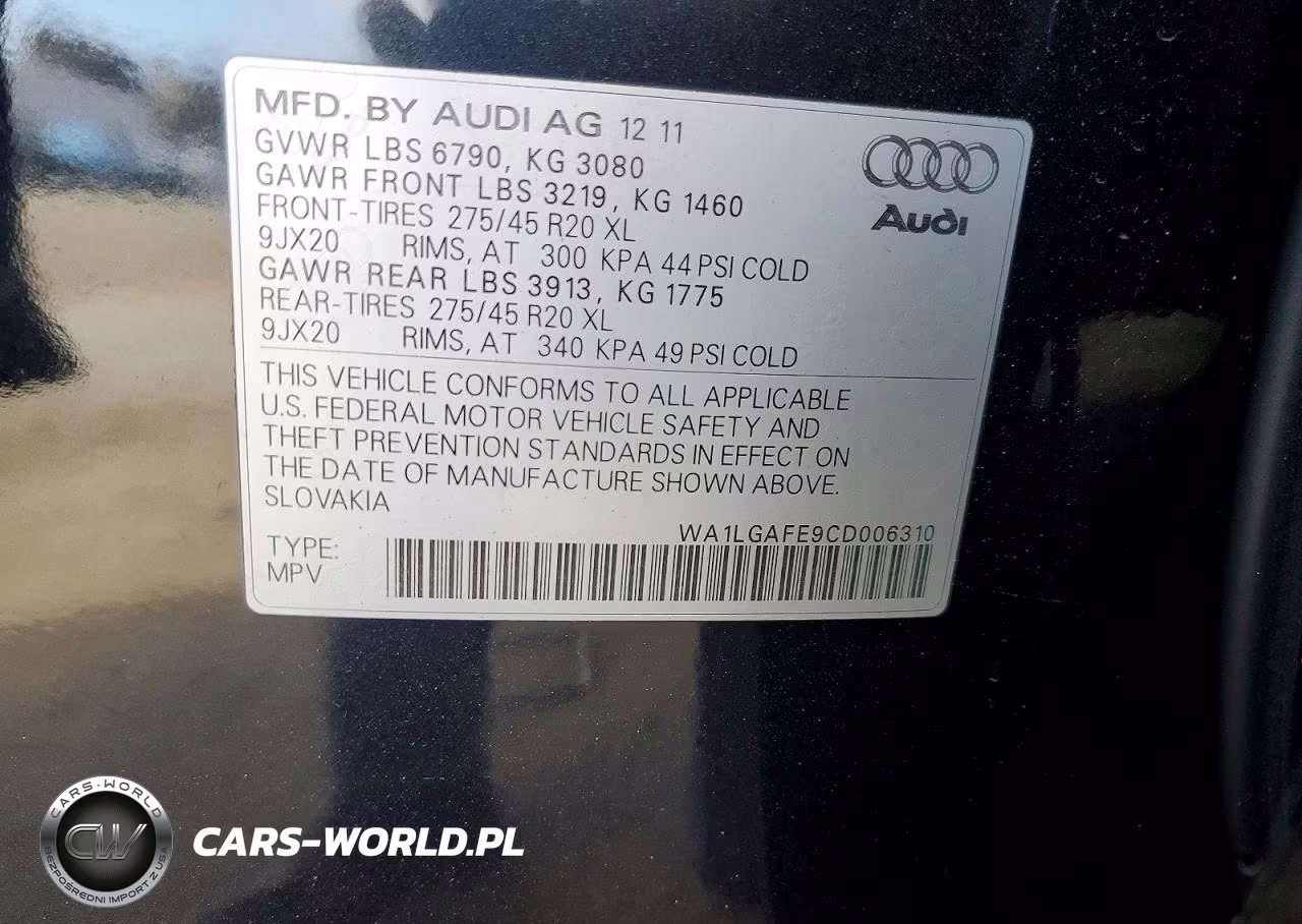 2011 Audi Q7 Premium Plus VIN:WA1LGAFE9CD006310 - 13