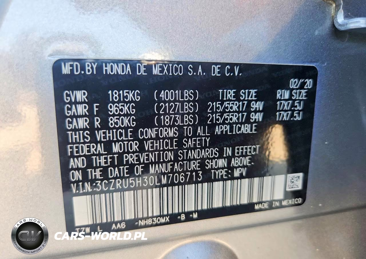 2020 Honda Hr-V Lx VIN:3CZRU5H30LM706713 - 13