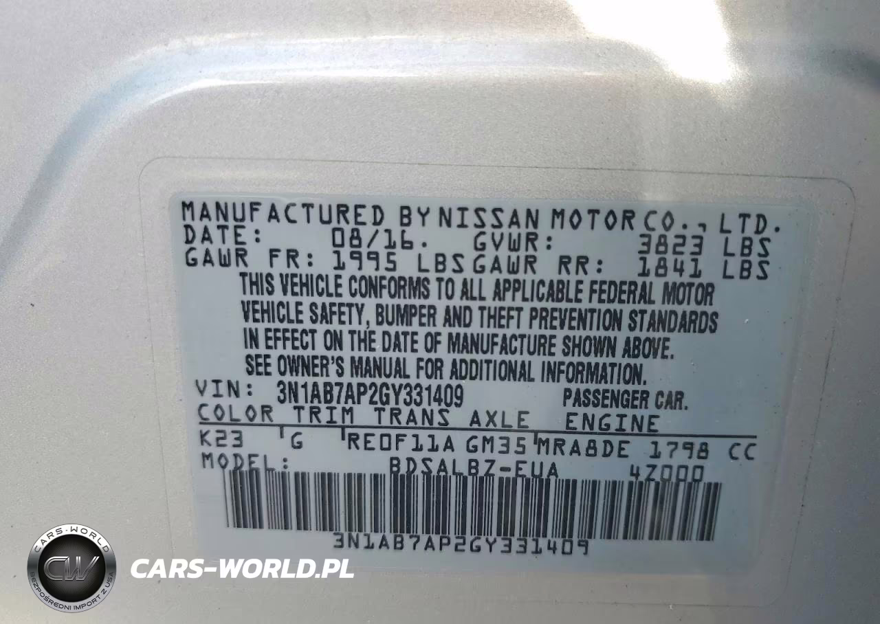 2016 Nissan Sentra S VIN:3N1AB7AP2GY331409 - 12