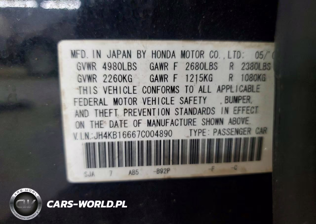 2007 Acura Rl VIN:JH4KB16667C004890 - 12