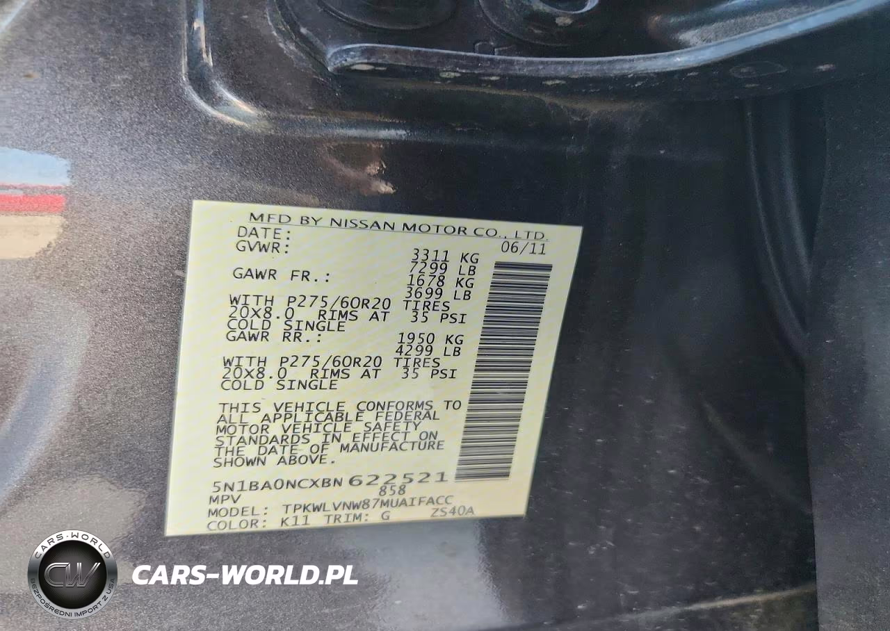 2011 Nissan Armada Sv VIN:5N1BA0NCXBN622521 - 13