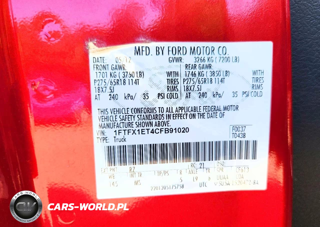 2012 Ford F150 Super Cab VIN:1FTFX1ET4CFB91020 - 12