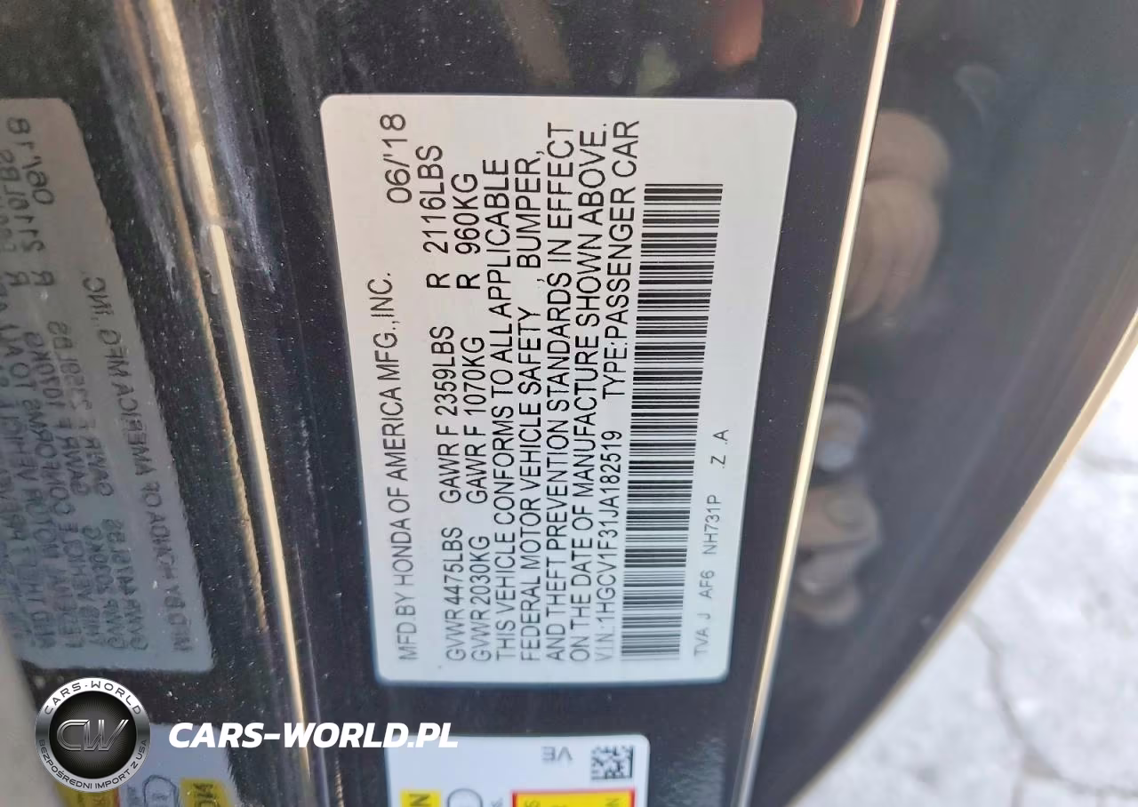 2018 Honda Accord Sport VIN:1HGCV1F31JA182519 - 12