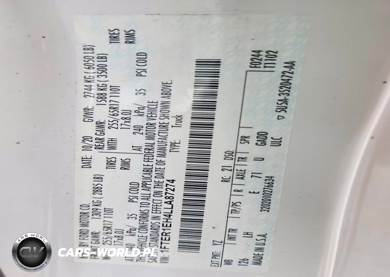 2020 Ford Ranger Xl VIN:1FTER1EH4LLA87274 - 12
