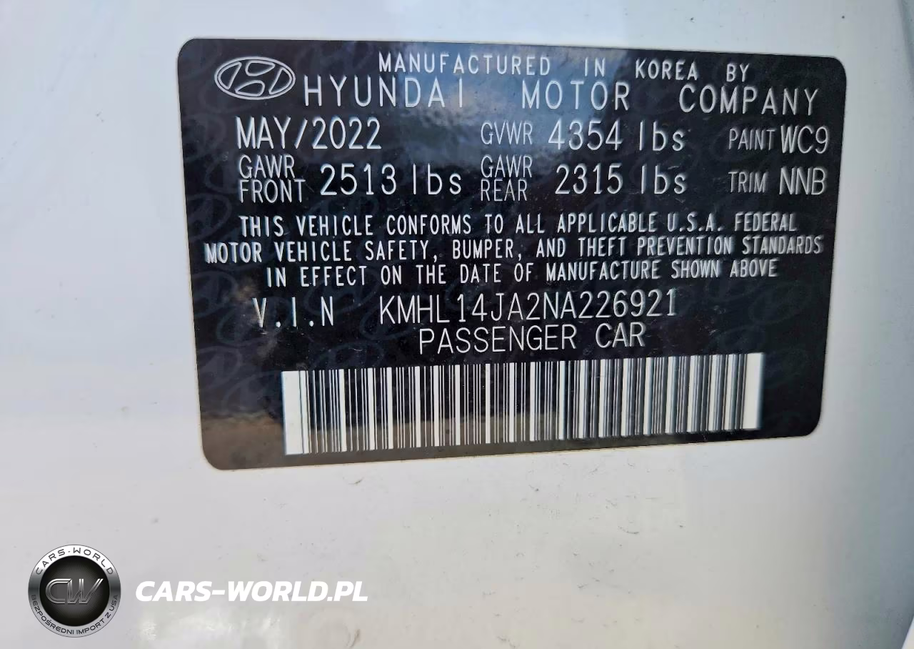 2022 Hyundai Sonata Sel VIN:KMHL14JA2NA226921 - 13