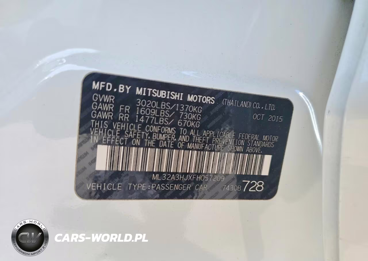 2015 Mitsubishi Mirage De VIN:ML32A3HJXFH057209 - 14