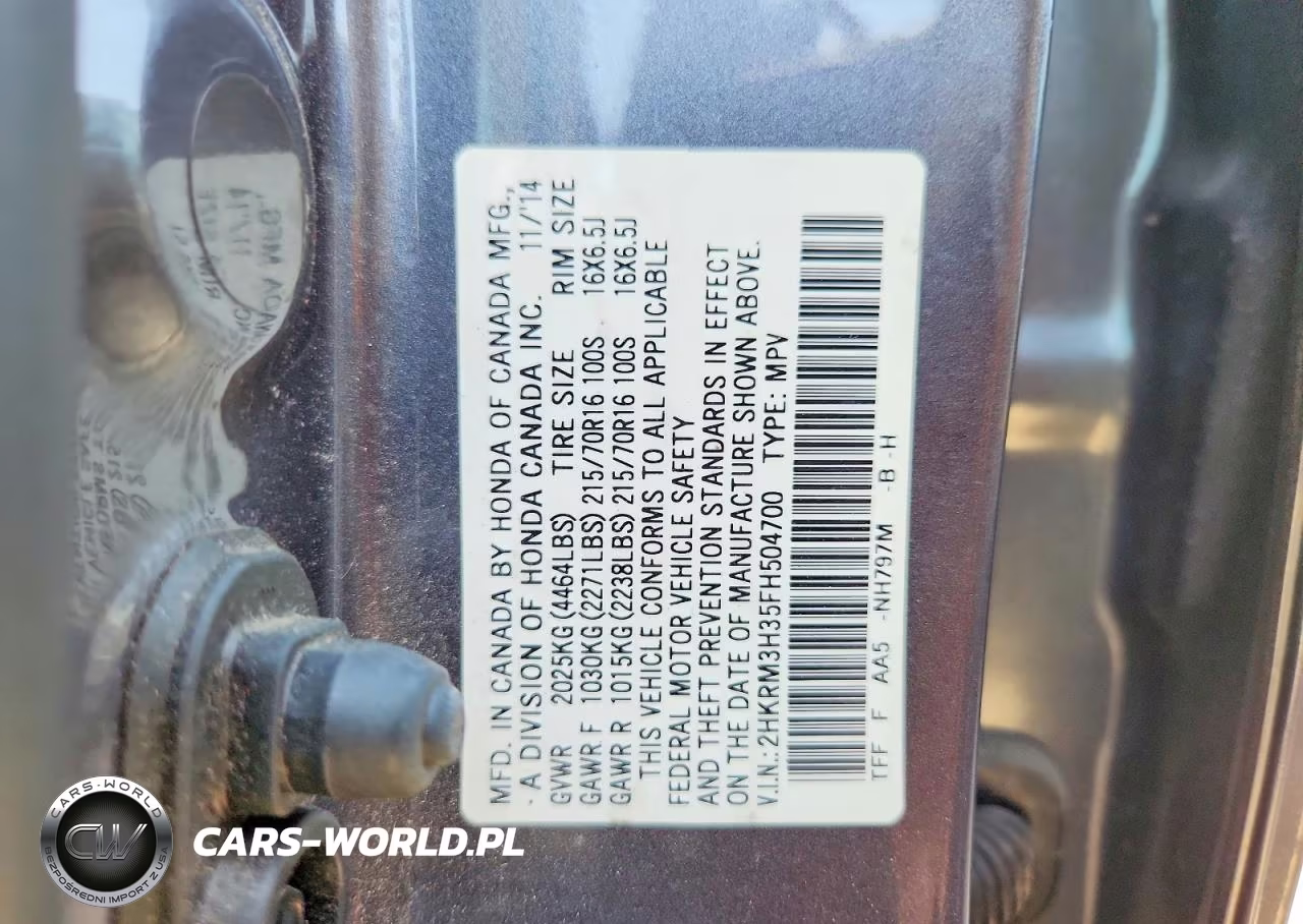 2015 Honda Cr-V Lx VIN:2HKRM3H35FH504700 - 13