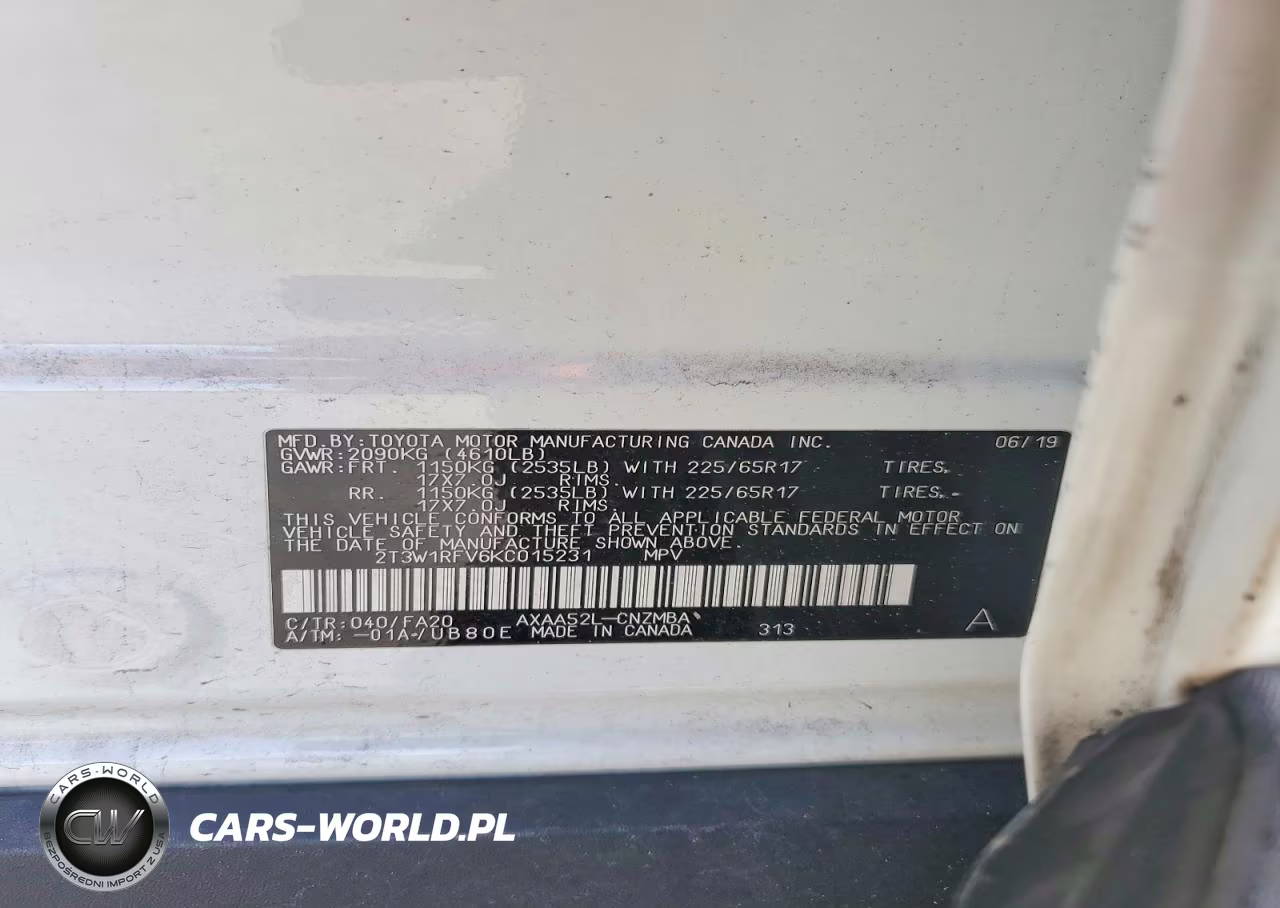 2019 Toyota Rav4 Xle VIN:2T3W1RFV6KC015231 - 13