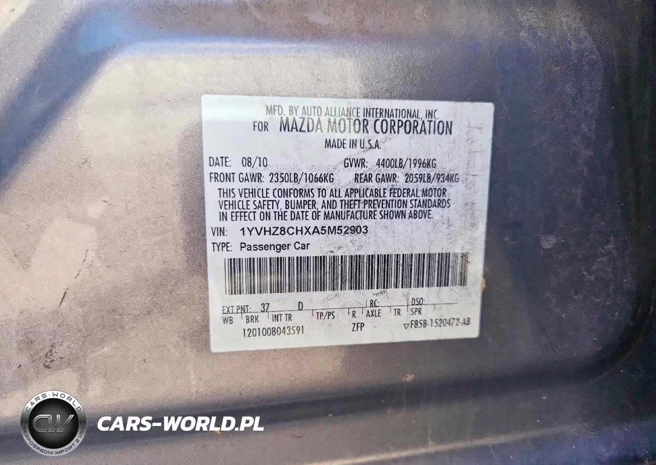 2010 Mazda 6 I VIN:1YVHZ8CHXA5M52903 - 13