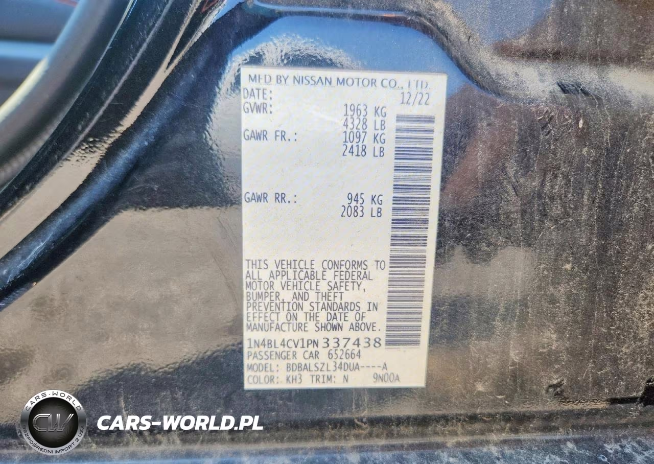 2023 Nissan Altima Sr VIN:1N4BL4CV1PN337438 - 13