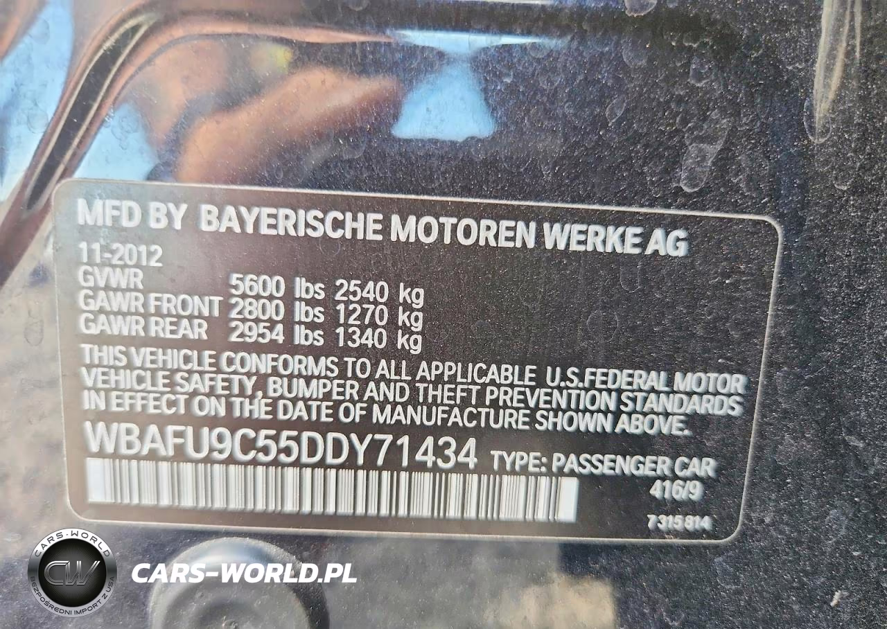 2013 BMW 550 Xi VIN:WBAFU9C55DDY71434 - 12