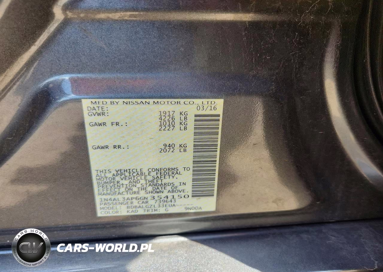2016 Nissan Altima 2.5 S VIN:1N4AL3AP6GN354150 - 12