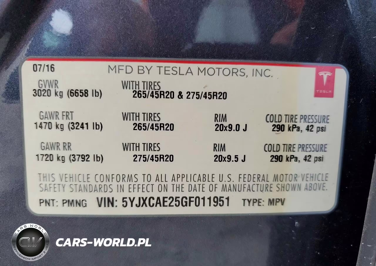 2016 Tesla Model X VIN:5YJXCAE25GF011951 - 12