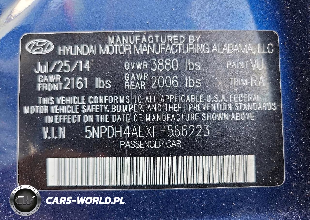 2015 Hyundai Elantra Se VIN:5NPDH4AEXFH566223 - 13