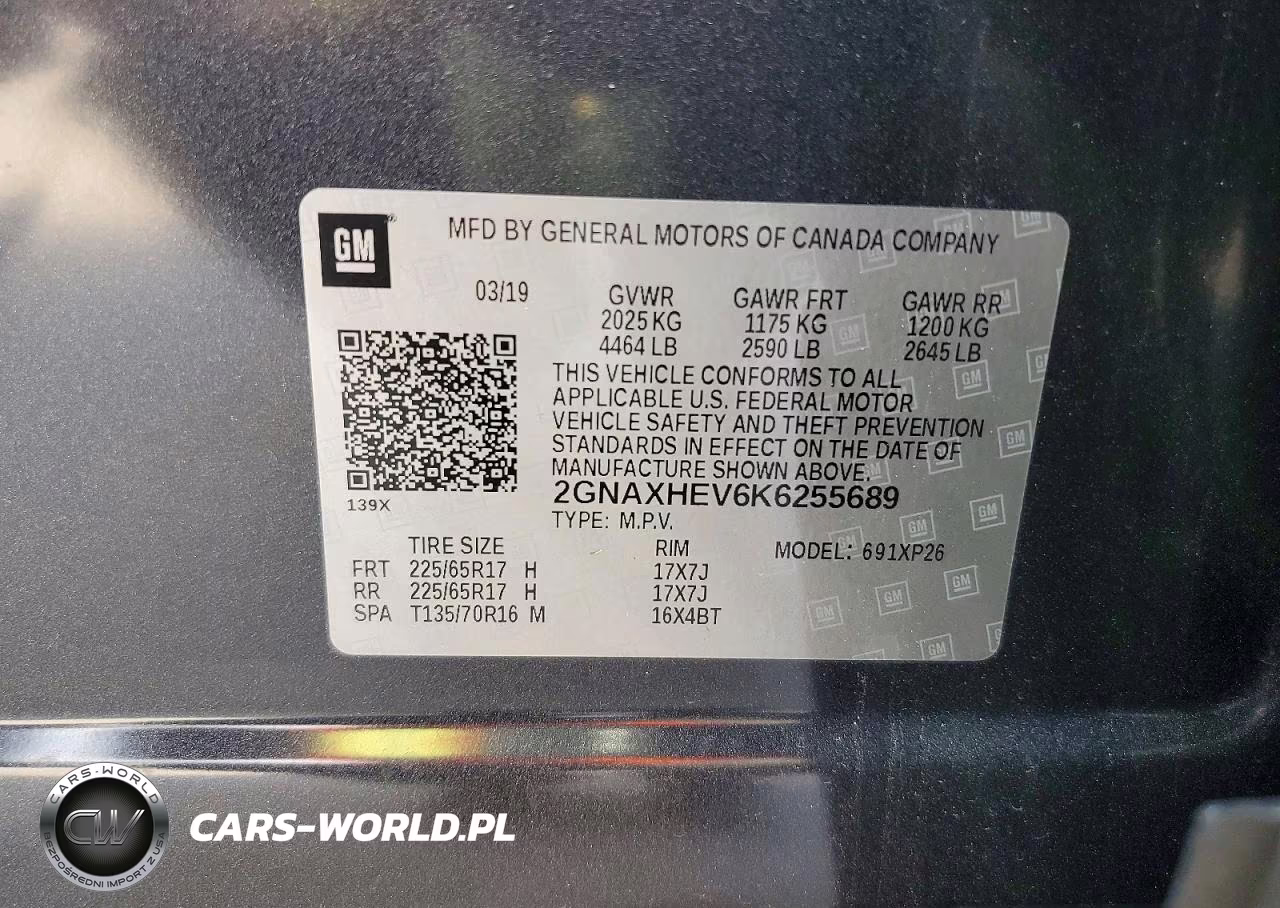 2019 Chevrolet Equinox Ls VIN:2GNAXHEV6K6255689 - 14
