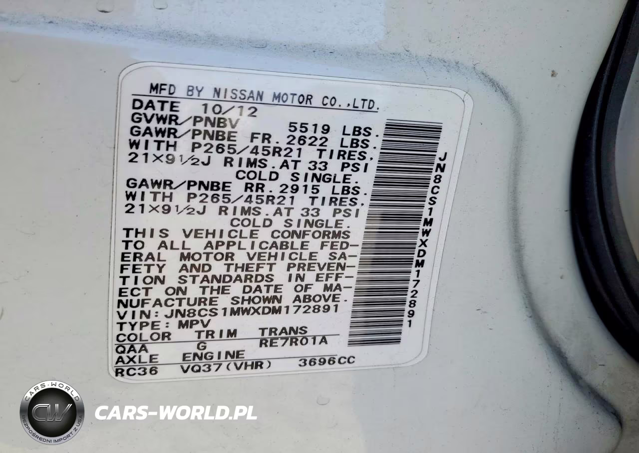 2013 Infiniti Fx37 Base VIN:JN8CS1MWXDM172891 - 14