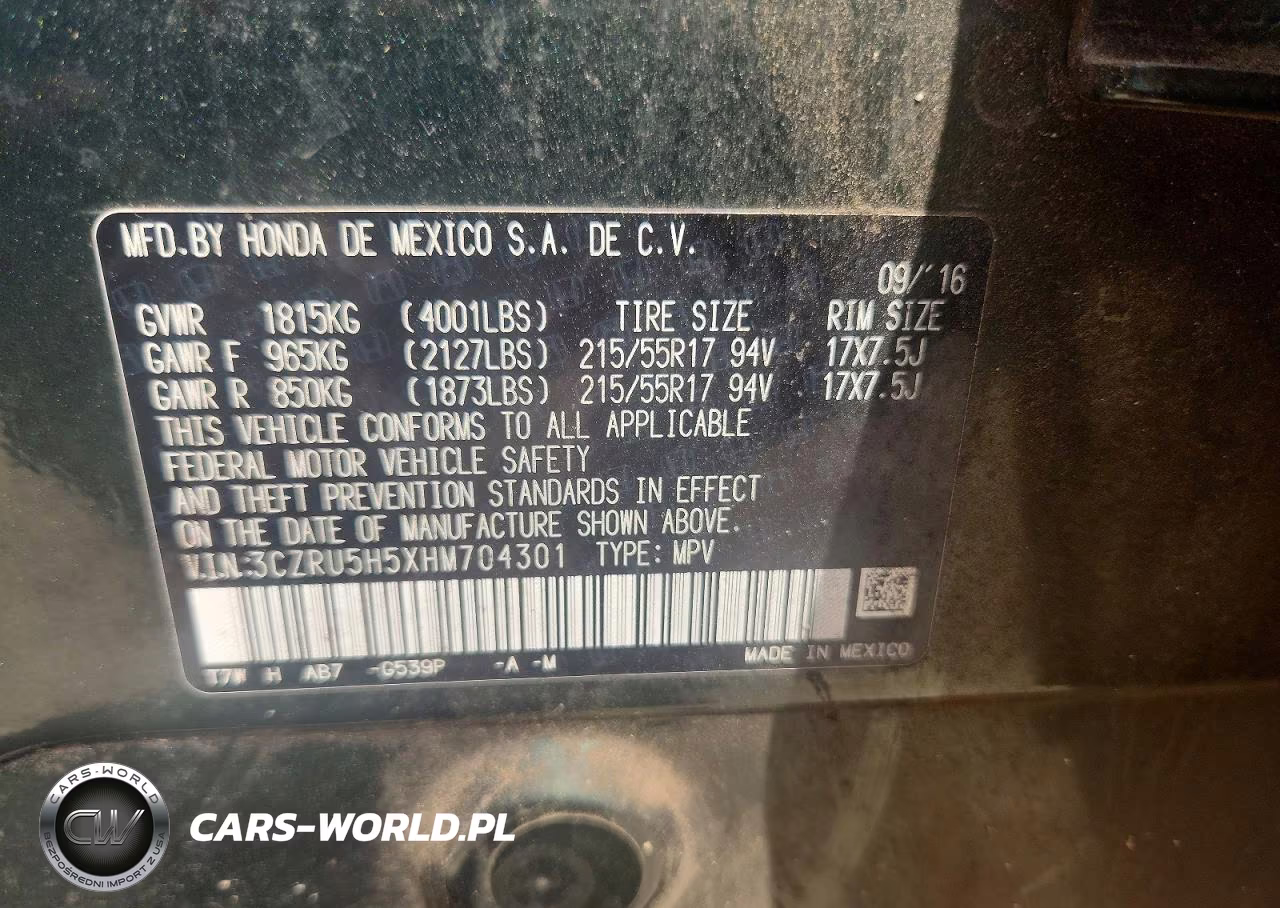 2017 Honda Hr-V Ex VIN:3CZRU5H5XHM704301 - 13
