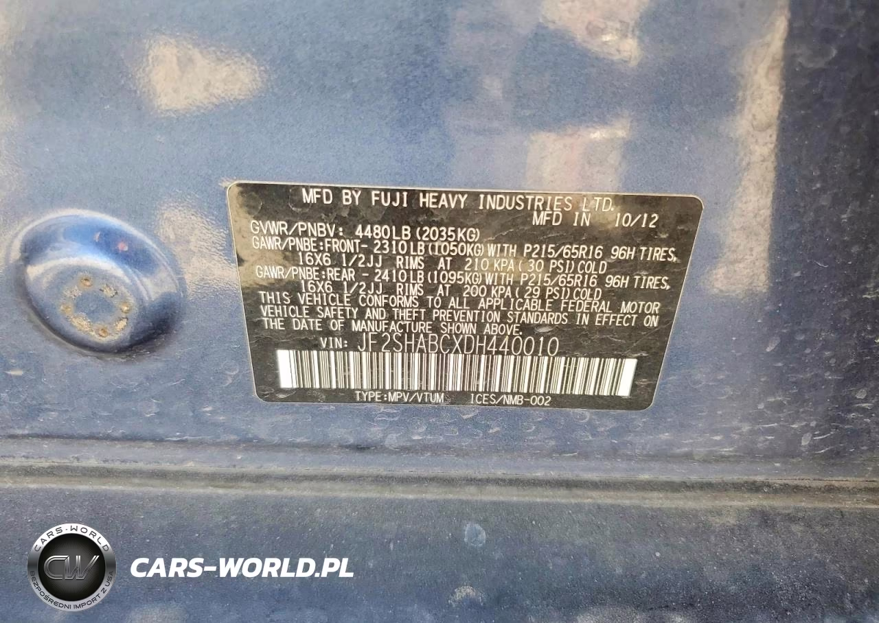 2013 Subaru Forester 2.5X VIN:JF2SHABCXDH440010 - 12